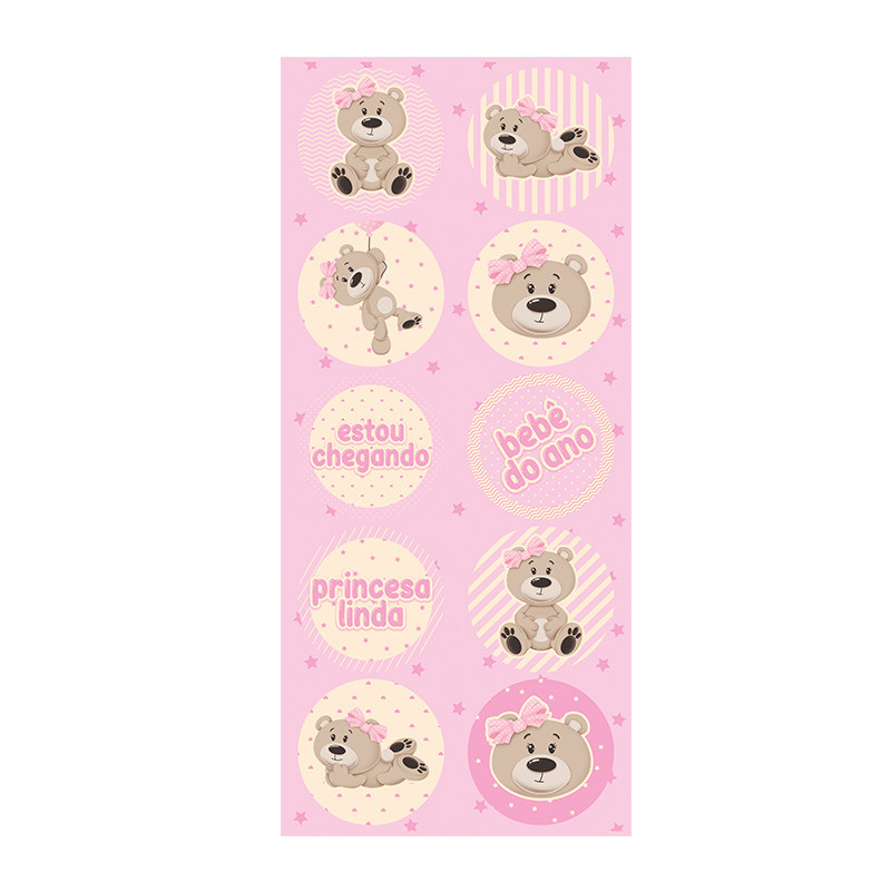 Adesivo Decorativo Bebê Feminino Kit 30 peças Festa Lembrancinha e Decoraçao