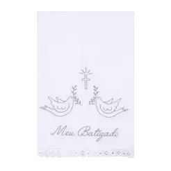 Toalha De Batismo Bordados Papi Meu Batizado - 100% algodão