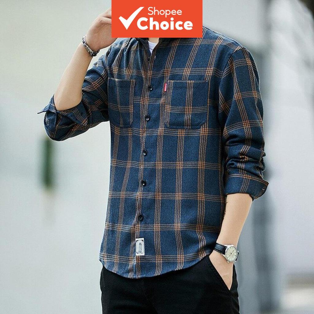 Camisa xadrez masculina versátil estilo casual camisa de mangas compridas estilo casual de negócios