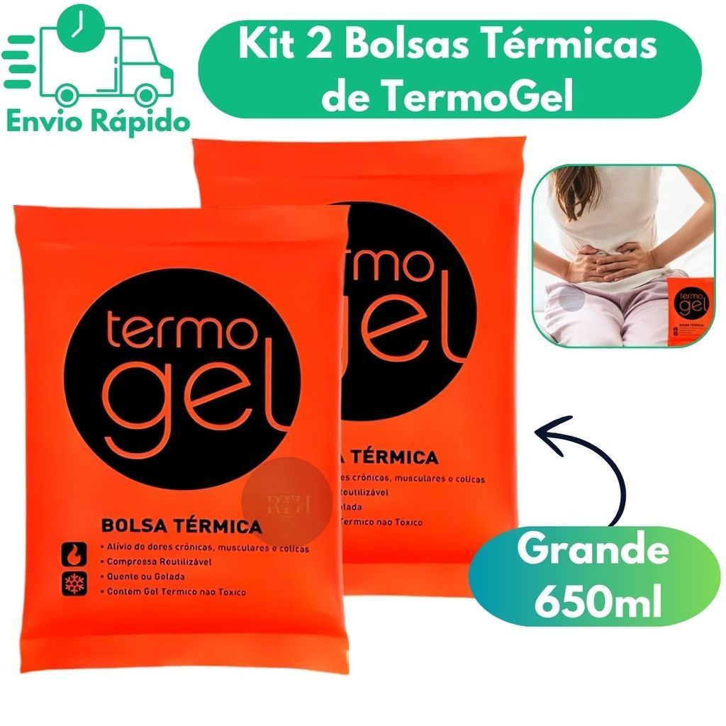 Kit 2 Bolsas Térmicas Termo Gel Grande 650 ML Para Compressa Quente Ou Fria em Oferta na Shopee
