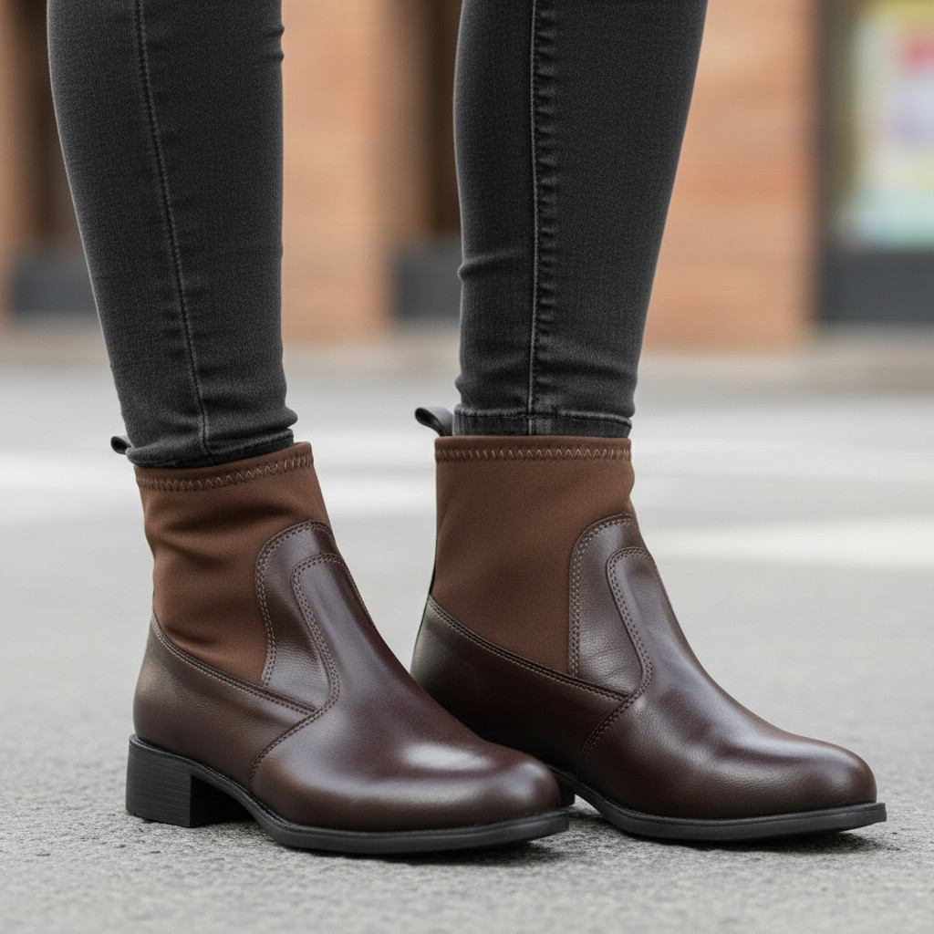 Bota Coturno Feminina Plus Size Neoprene Granado Que Estica Coturno Tratorado Confortável Ajuste Elástico Sem Zíper