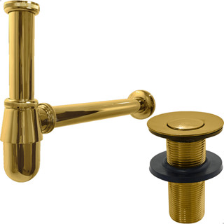 Kit Sifão Dourado Copo Metal E Válvula Click 7/8 Inox Ralo Pia Banheiro Gold Brilhoso Cuba Aparente em Oferta na Shopee