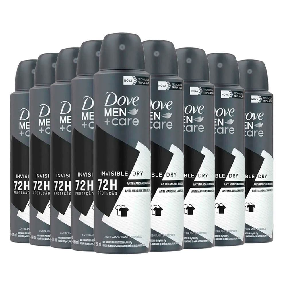 Kit Desodorante Aerosol Dove Men Invisible 150ml - 9 unidades em Oferta na Shopee