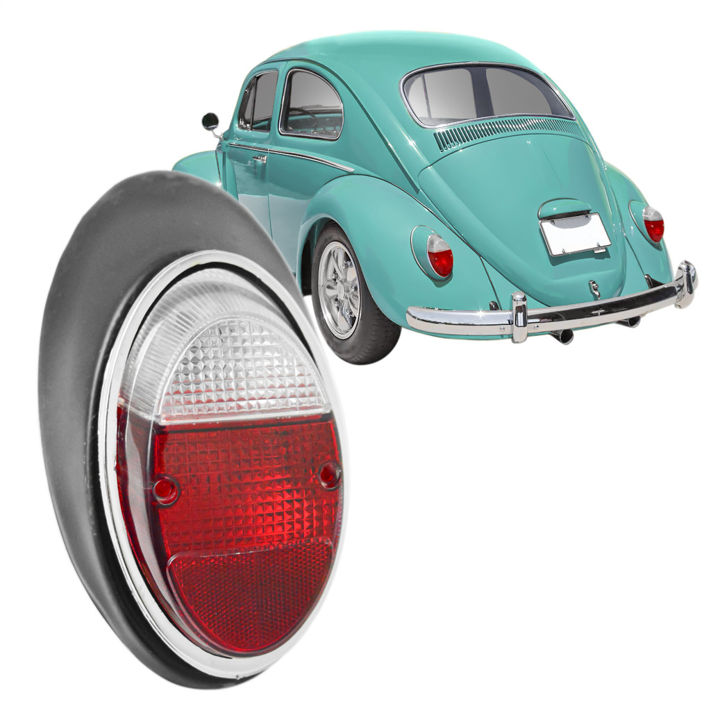 Lanterna Sinaleira Traseira Fusca 1300 1963 a 70 + Aro Cromado Lente Cristal-Le Motorista