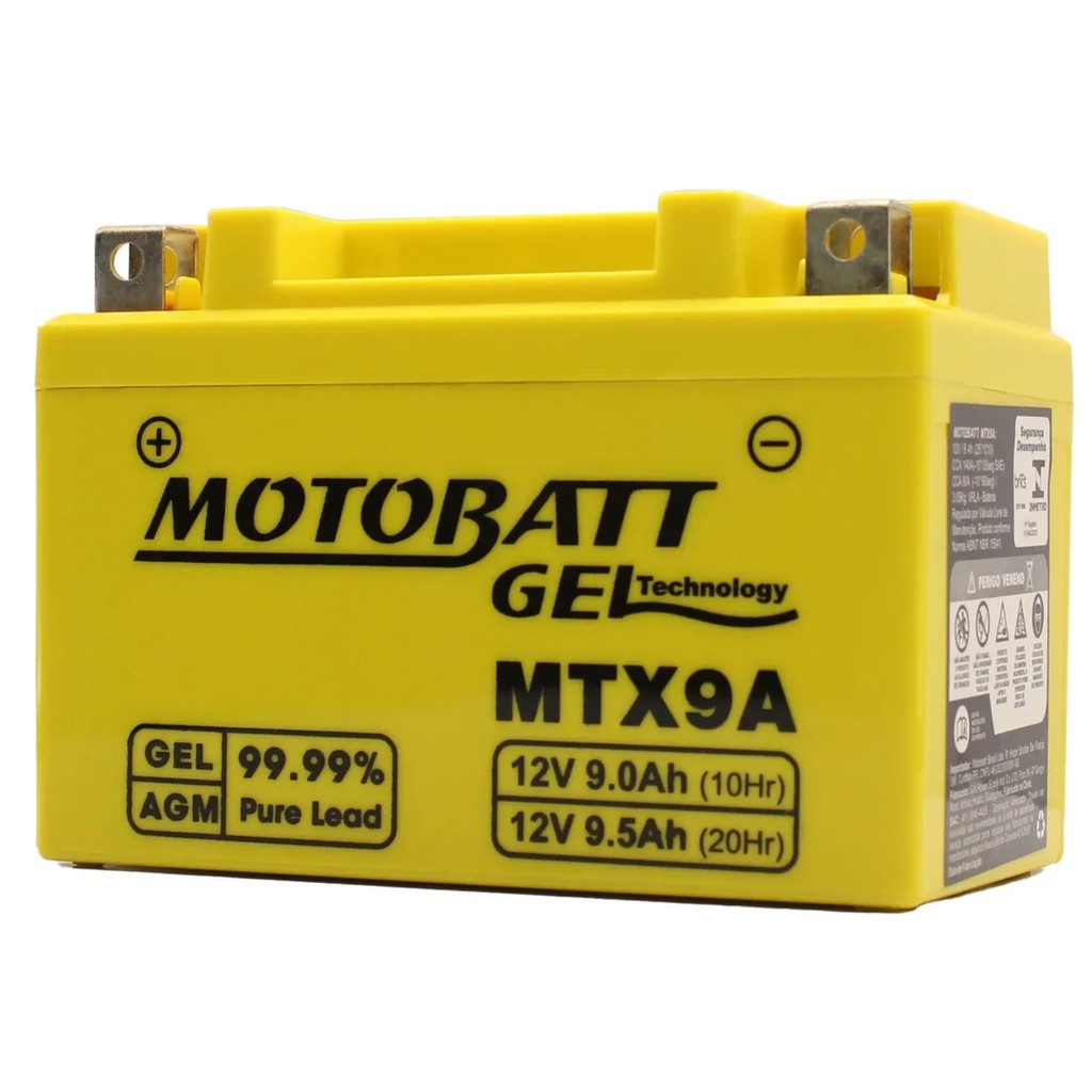 BATERIA MTX9A MOTOBATT XT600 XTZ660 CB500 CBR600/900 SHADOW 600 NINJA 250/300 SHADOW 750 GSXR750 — imagem 2 de 2