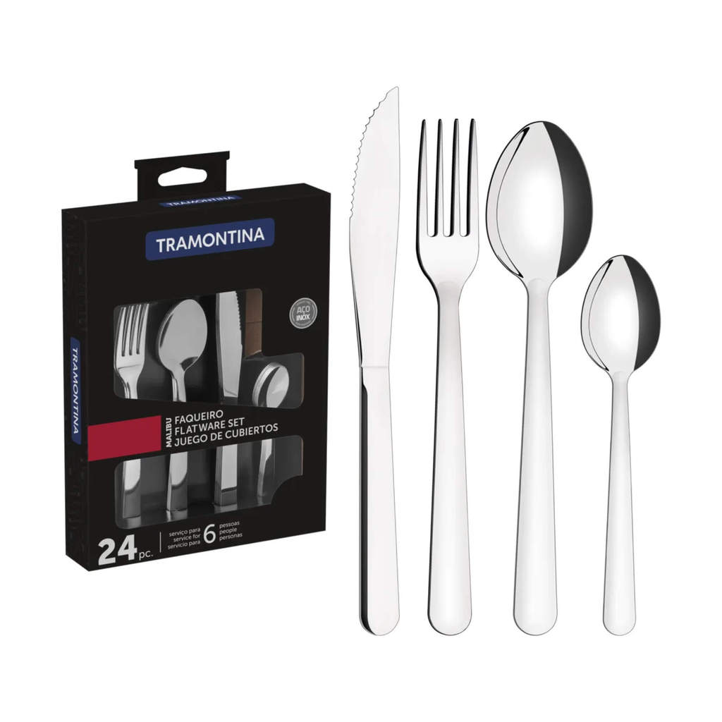 Faqueiro Malibu 24 Peças em Aço Inox Tramontina - 23798046 em Oferta na Shopee