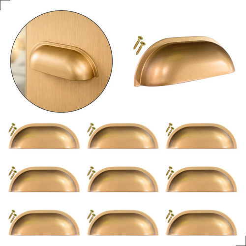Kit 10 Puxador 64mm Plástico Guarda-roupa Gaveta Móveis Champagne Concha