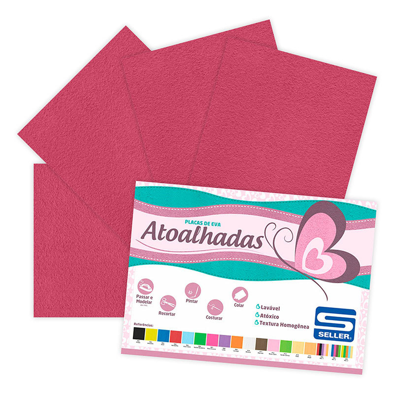 Placa de EVA 40x60cm atoalhado Rosa Escuro pacote com 5 folhas Seller em Oferta na Shopee