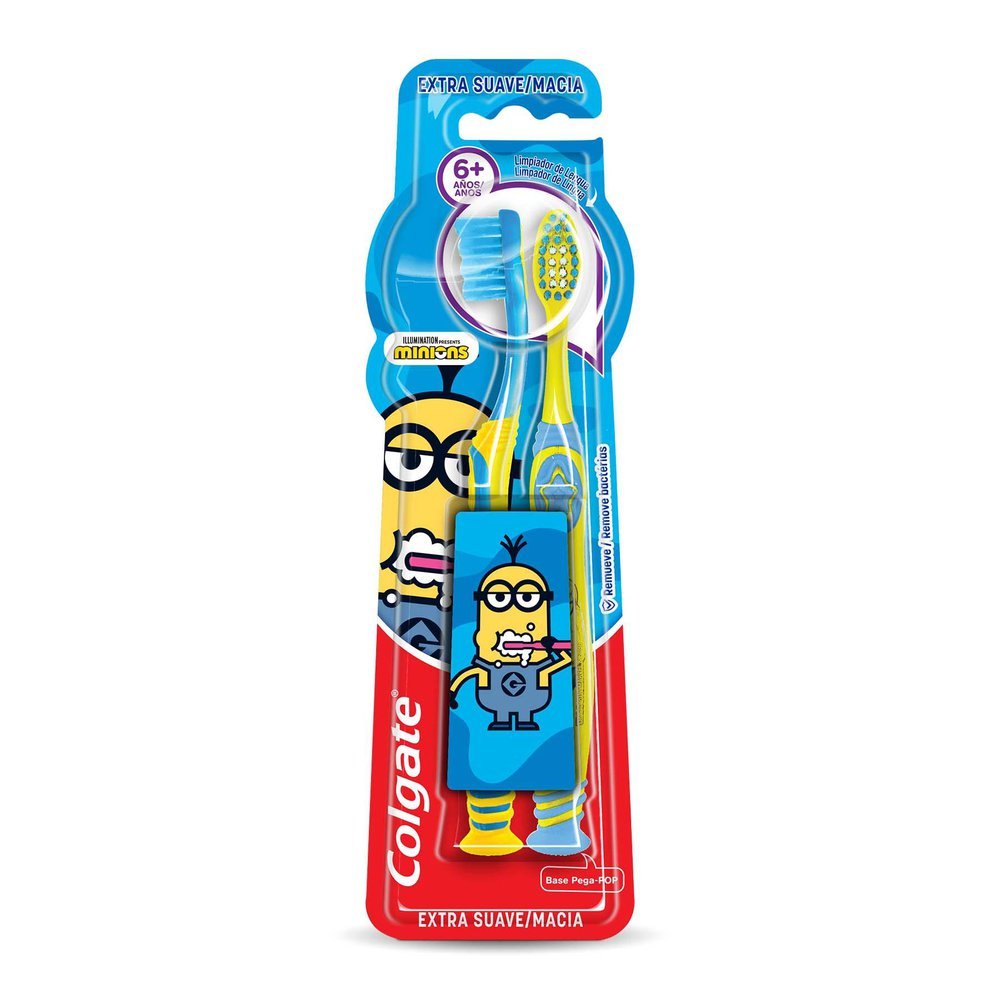 Escova Dental Infantil Colgate Minions Extra Macia 6+ Anos Cores Sortidas 2 Unidades
