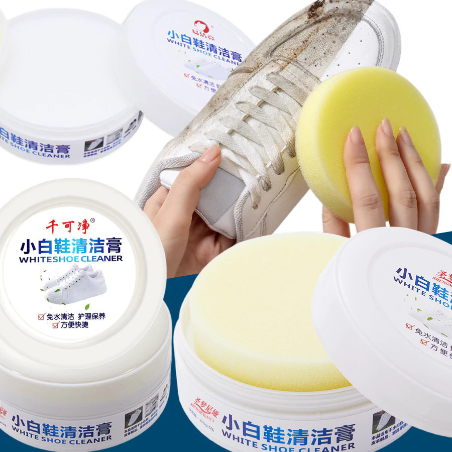 Creme De Limpeza De Sapatos Brancos 120G/260G -Removedor Versátil De Manchas E Solução De Clareamento Com Esponja em Oferta na Shopee