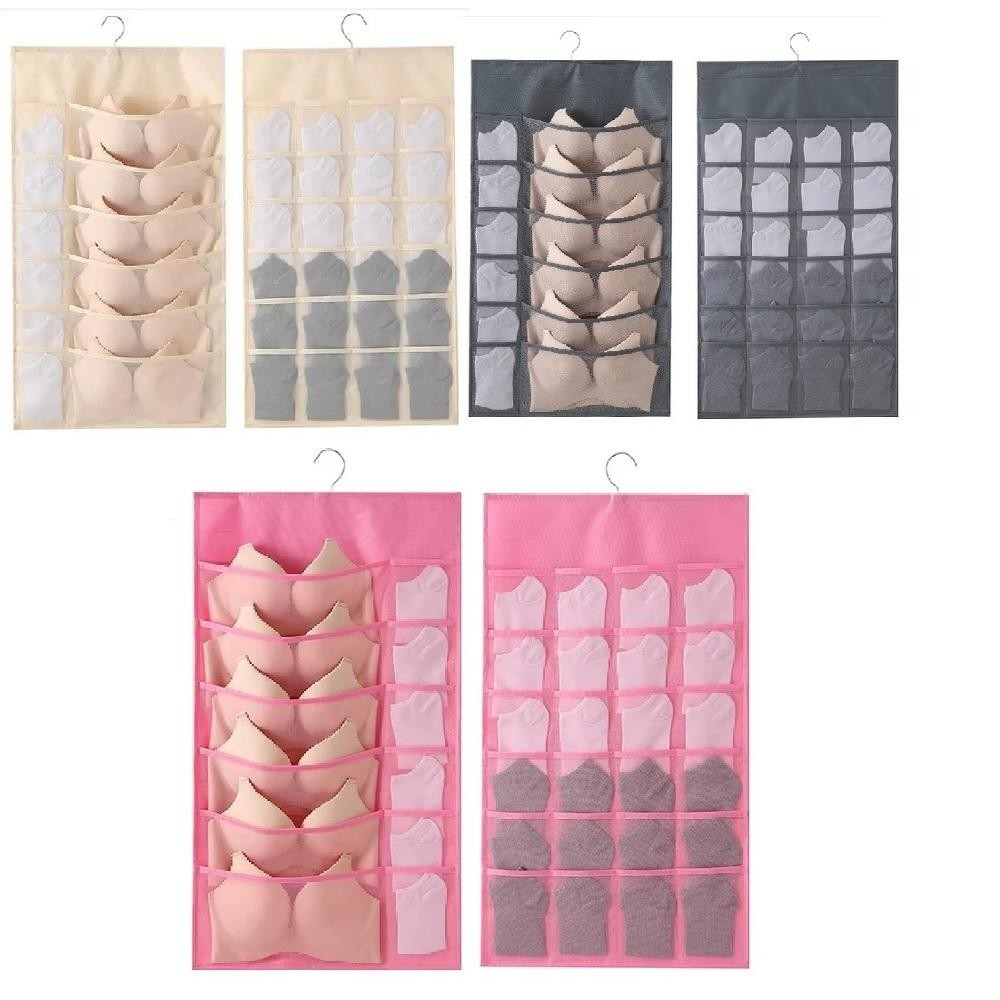 Cabide Organizador 36 Bolsos Porta Sutia Dupla Face Multi Divisorias Closet Joias Guarda Roupa Objetos Papelaria