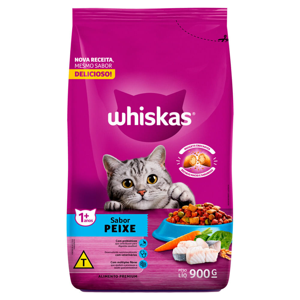 Ração para Gatos Whiskas Adulto 1+ Anos Sabor Peixe 900g em Oferta na Shopee