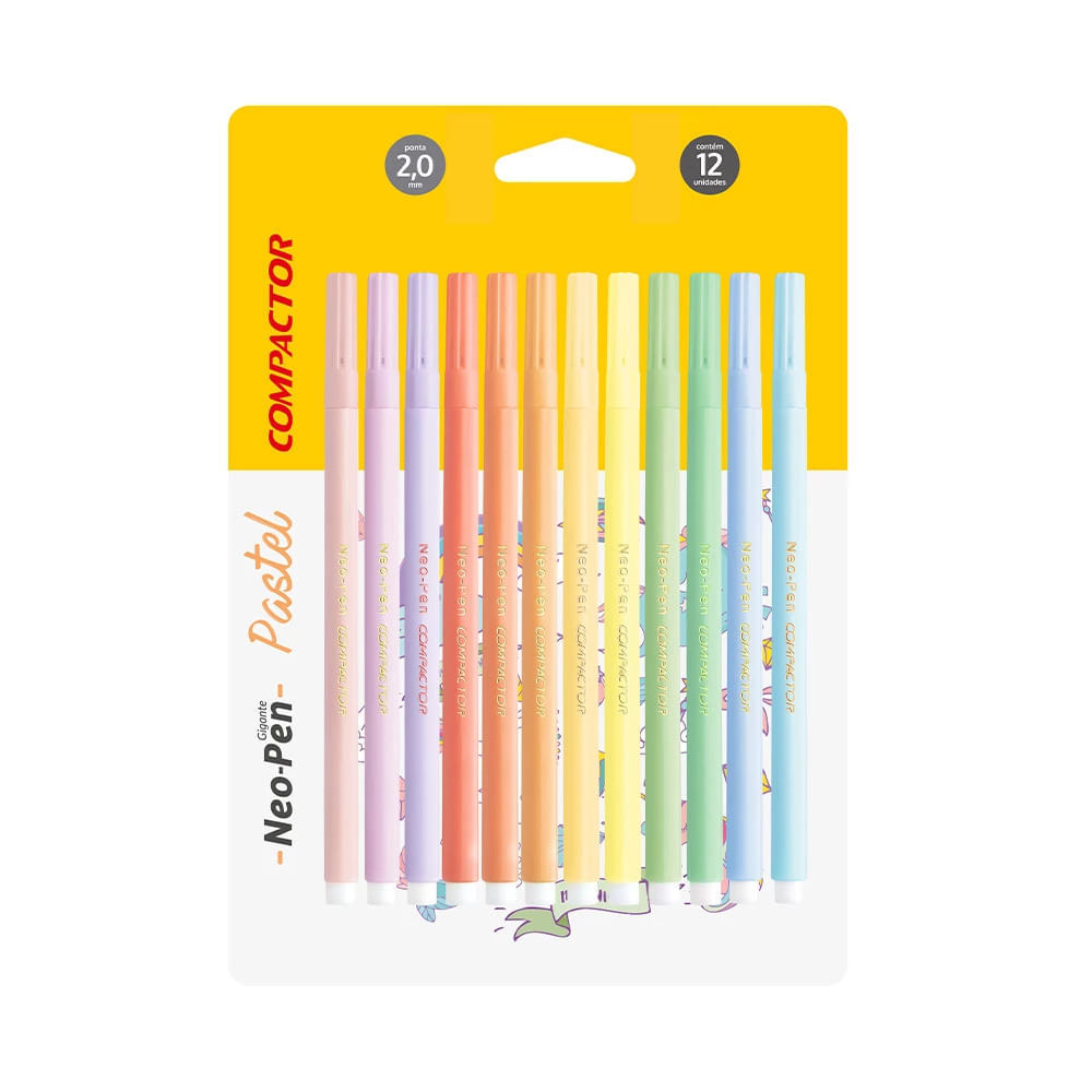 Hidrocor Compactor Neopen Tons Pastel 12 Cores 2.0mm em Oferta na Shopee
