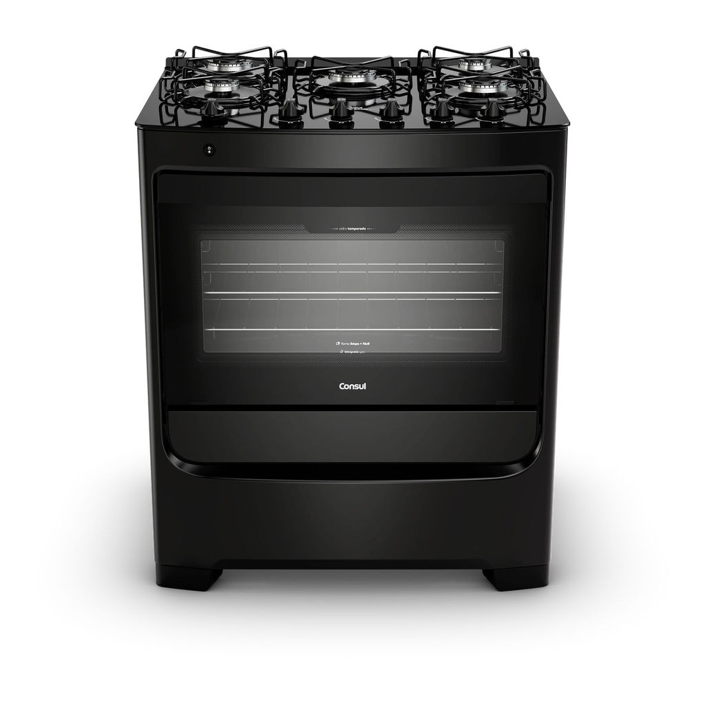 Fogão 5 Bocas Consul Mesa de Vidro Preto - CFS5VBE em Oferta na Shopee