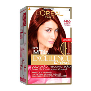 Tintura Creme Imédia Excellence L'oréal Vermelho Profundo 4466 Kit em Oferta na Shopee