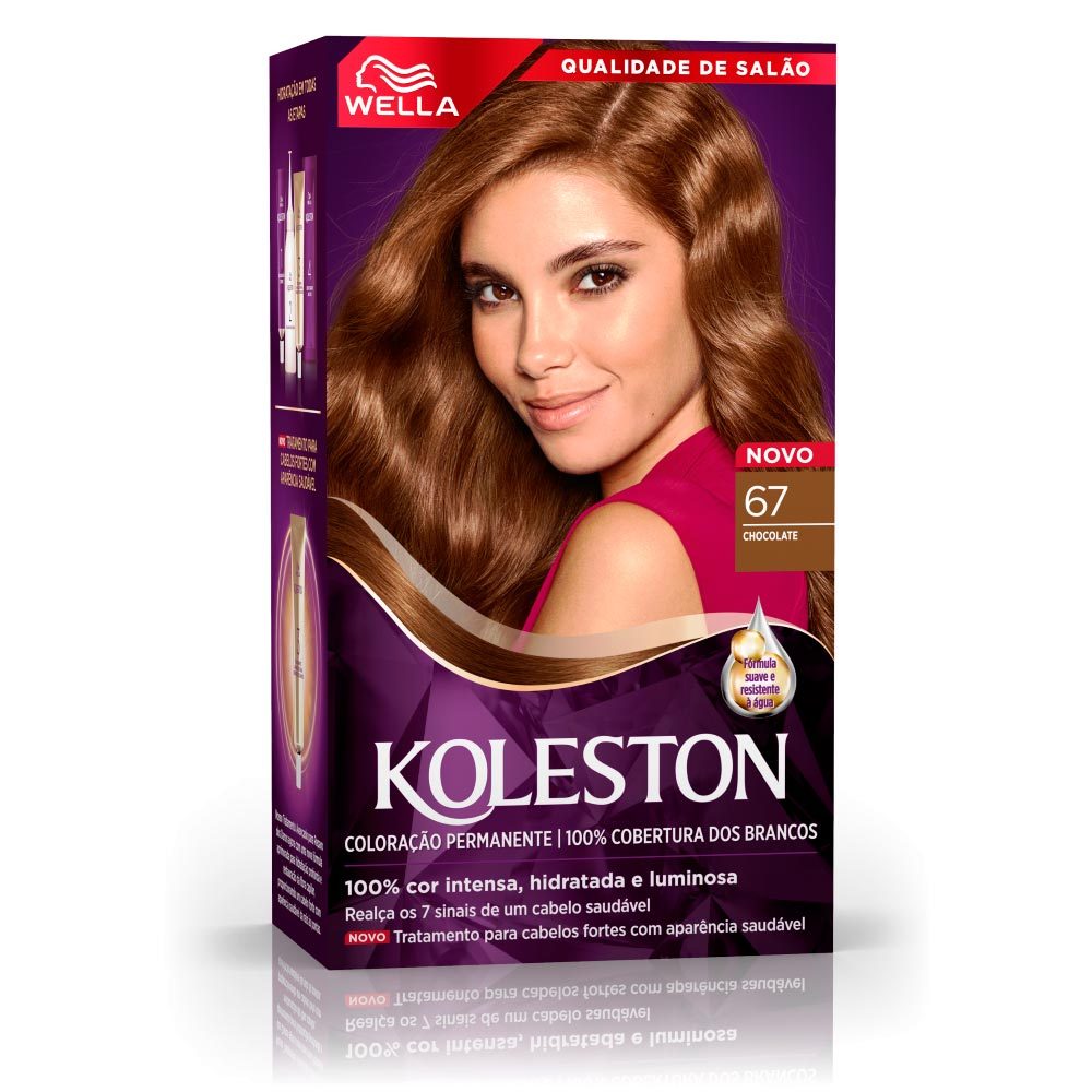 Tintura Creme Koleston Wella Chocolate 67 Kit em Oferta na Shopee