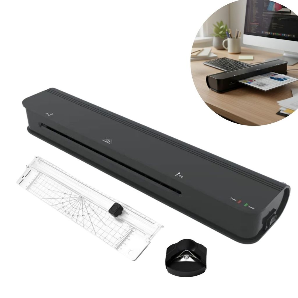 Plastificadora Laminadora A3 A4 A5 A6 360W Quente Frio com Guilhotina e Acabamento Preta Importway