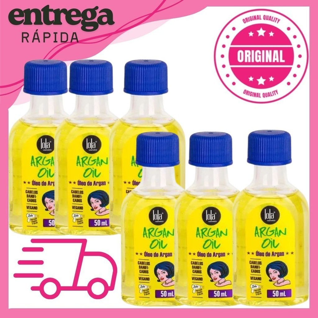 🌟💛 Kit 6 Óleos de Argan 50ml Lola Cosmetics – Nutrição e Brilho Intenso