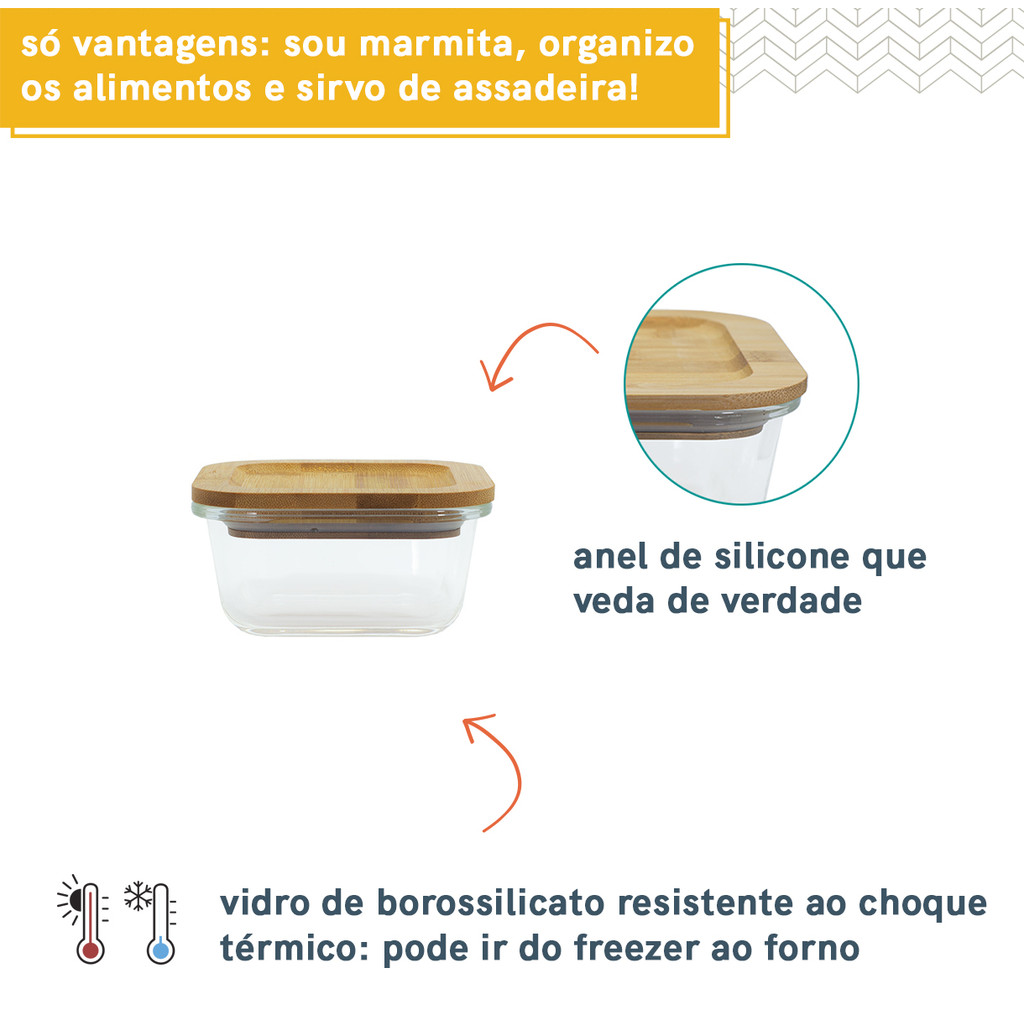 Conjunto de 4 Potes Herméticos de 320 Ml com Tampa de Bambu Oikos · foto 2