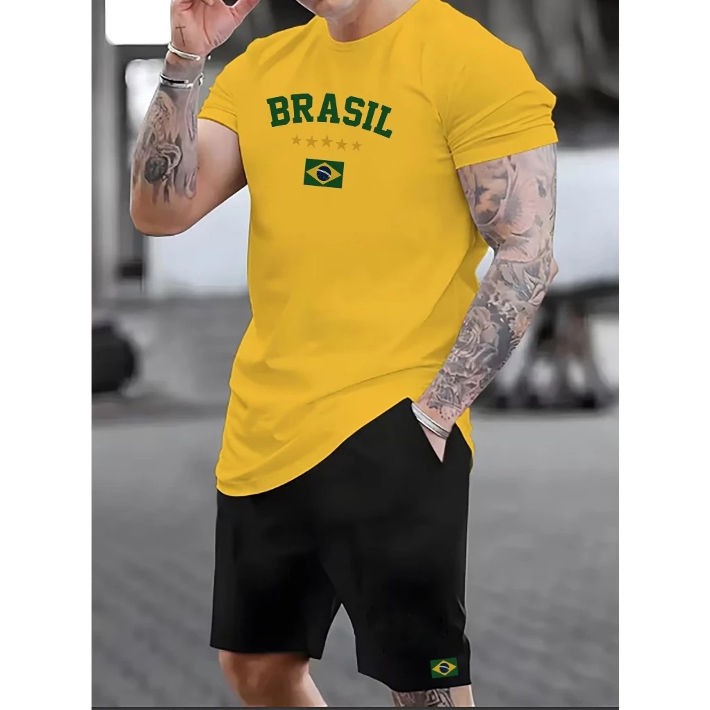 Camiseta e Short Tactel Leve Brasil Copa do Mundo 2026 Unissex Futebol Copa