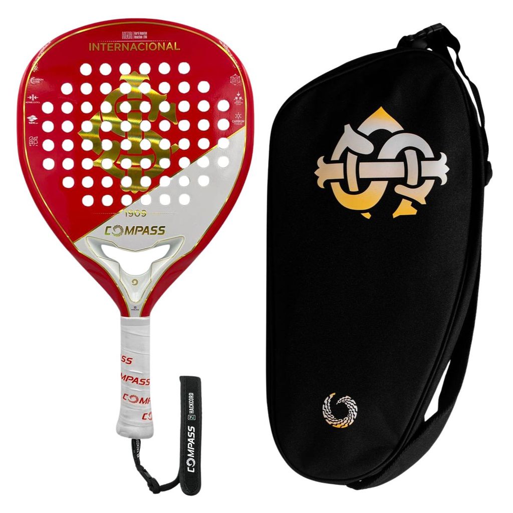 Kit Raquete de Padel + Raqueteira Bolsa Compass Internacional 2026 Vermelha - Produto Licenciado
