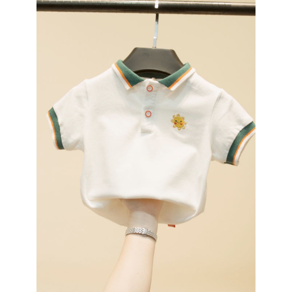 Camiseta infantil meninos camisas polo de manga curta médio pequeno crianças camisetas brancas lapela pulôver meninos me