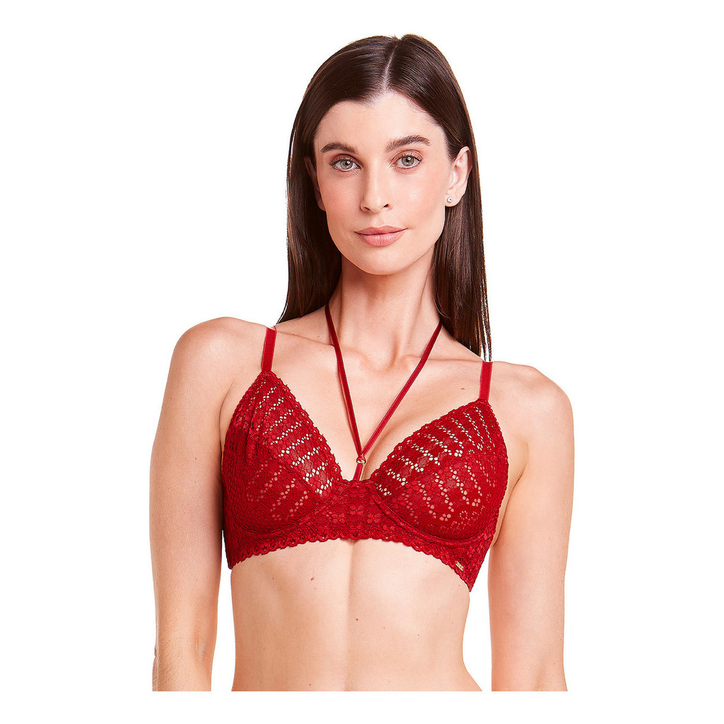 Sutiã Strappy Em Renda Sem Bojo Com Aro Plié L'Amour Sensual Sustentação E Conforto Feminino