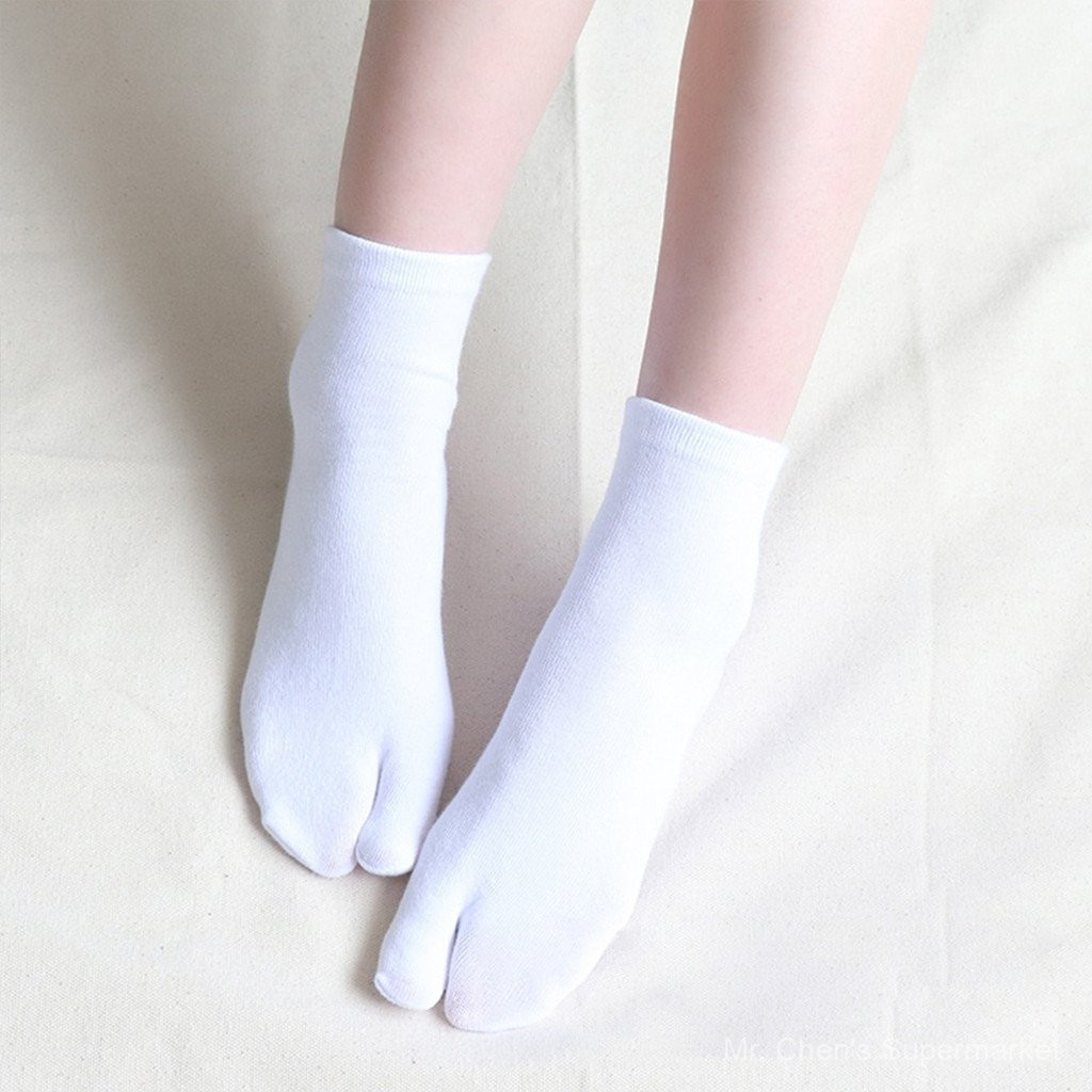 Meias de cor sólida com bico dividido, de algodão respirável e textura macia, adequadas para mulheres e meninas para uso
