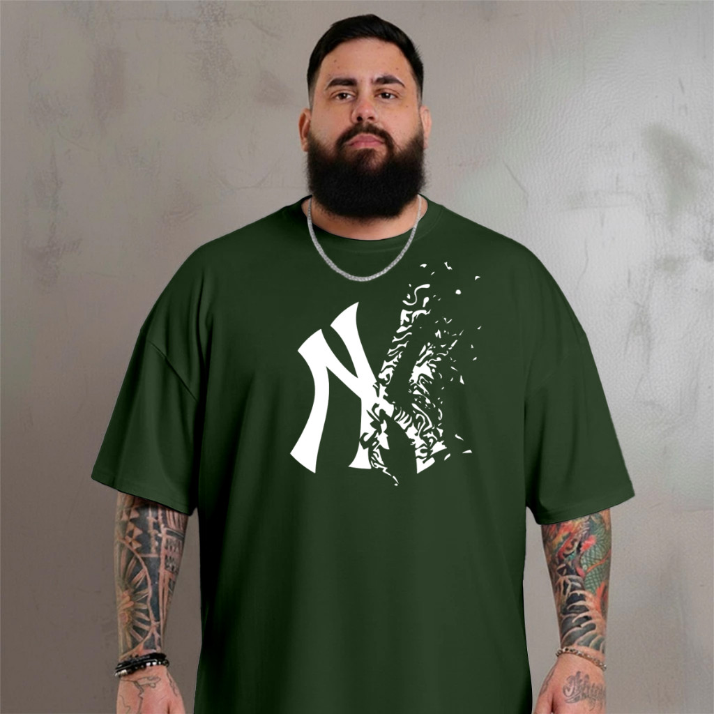 Camiseta Plus Size Masculina Estampada NY Camisa P ao G3 Basica Streetwear Casual Treino Academia