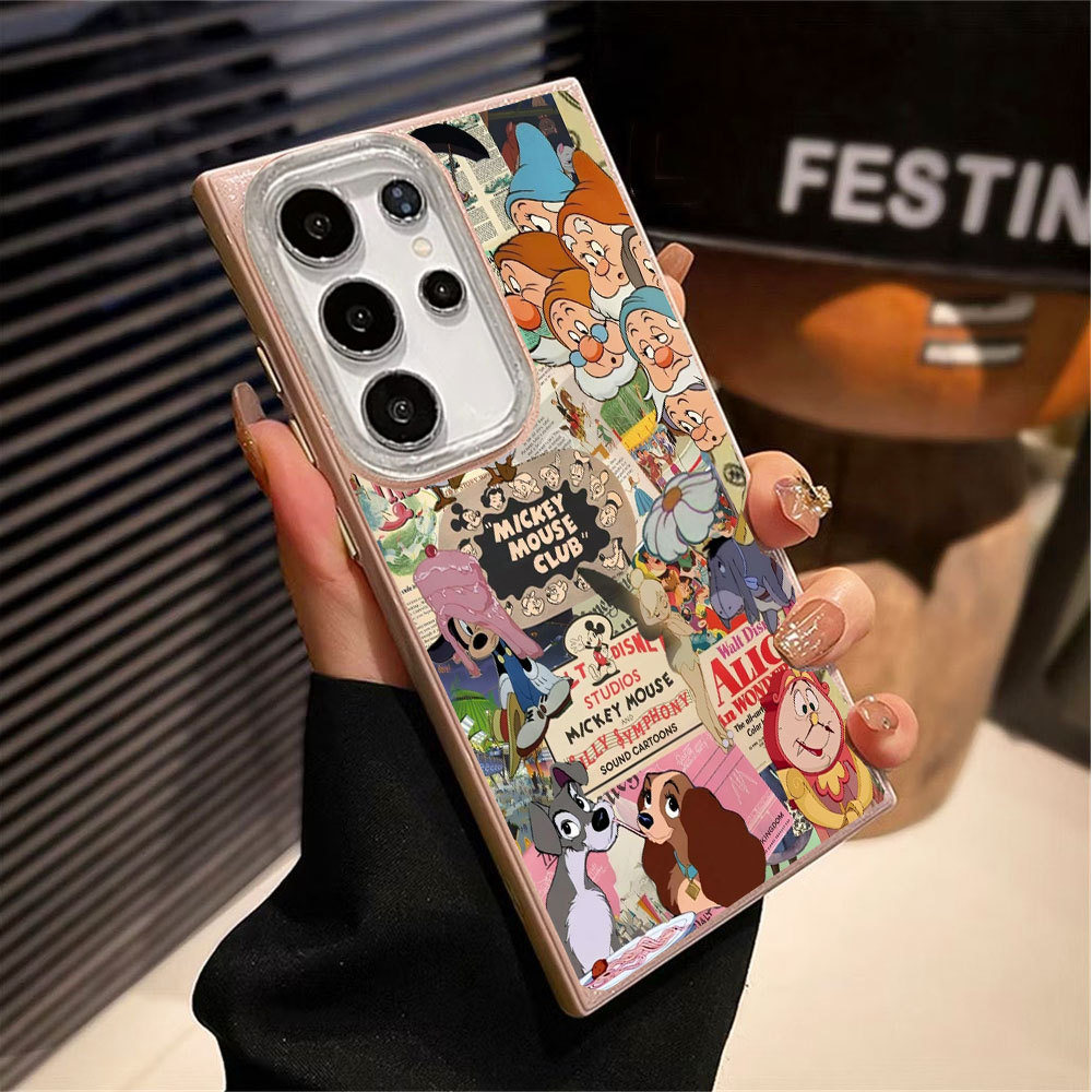 Caso Glitter Para Samsung S26 Ultra S25 S24 Plus S23 FE S22 S21 S20 A17 A07 A06 A15 A16 A56 Dos Desenhos Animados Mickey