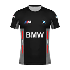 Camiseta Motorsport BMW Preta Corrida Masculina Dry Fit