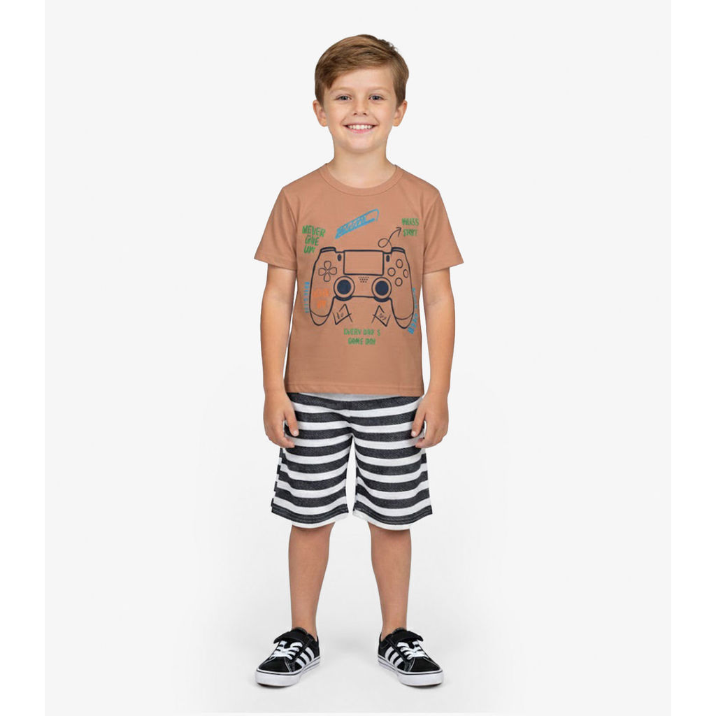 Conjunto Infantil Curto Verão Menino Select Marrom em Oferta na Shopee