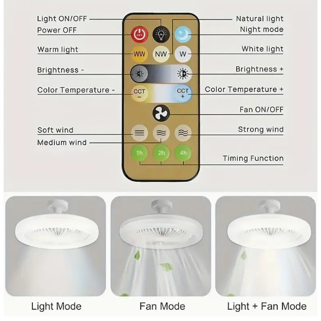 Ventilador Luminária De Teto LED 30W | Com Controle Remoto Bivolt | Econômico e Silencioso