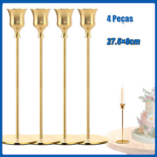Castiçais de metal 4 peças castiçais castiçais para casamento jantar festa ou aniversário 27.5×8cm