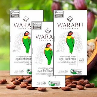 KIT 3 UNID CHOCOLATE VEGANO ORGÂNICO AÇAÍ LIOFILIZADO 61% CACAU 70g