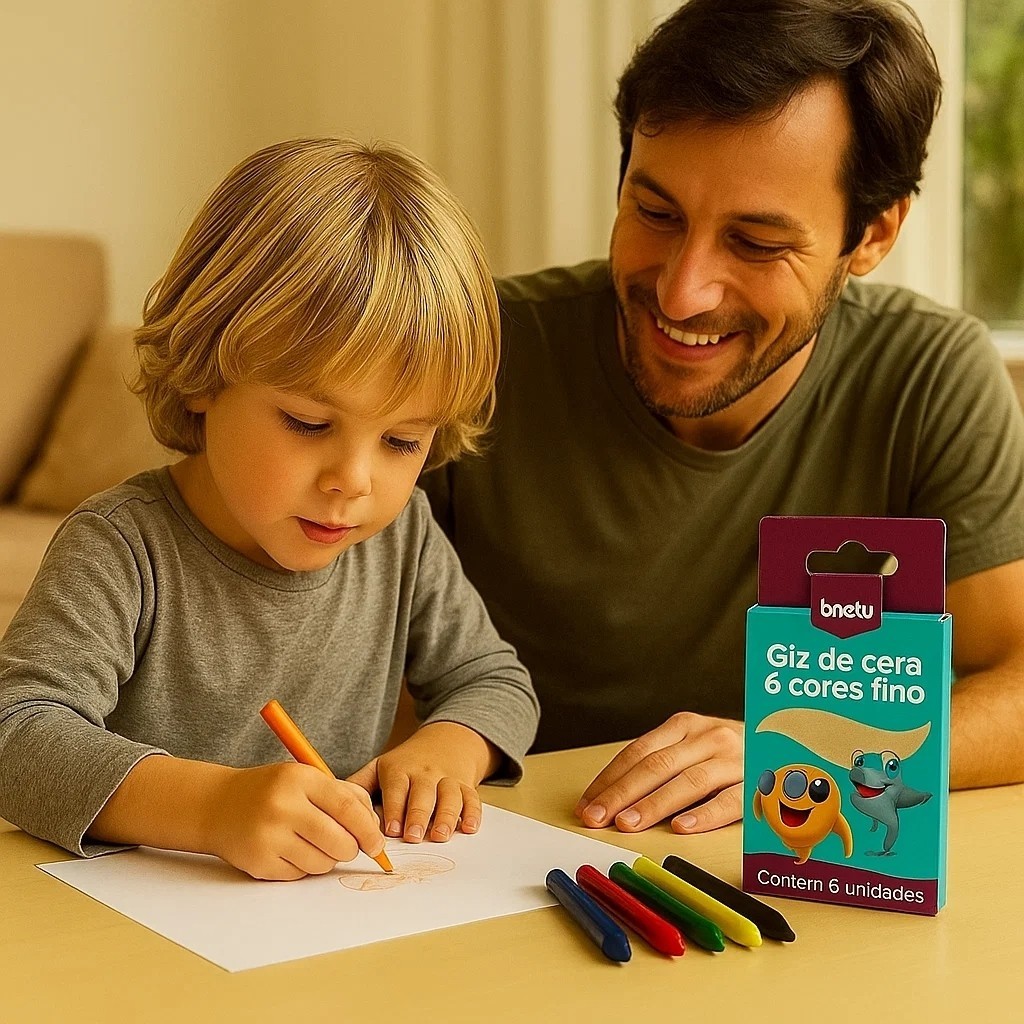 Kit Livro Colorir Infantil Giz Cera 6 Cores Desenho Pintura Artes Presente Criança Achadinhos