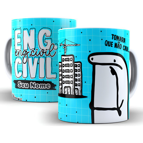 Caneca Flork Engenharia Civil 325 Ml Personalizada Com Nome Branco Flork Engenharia Civil