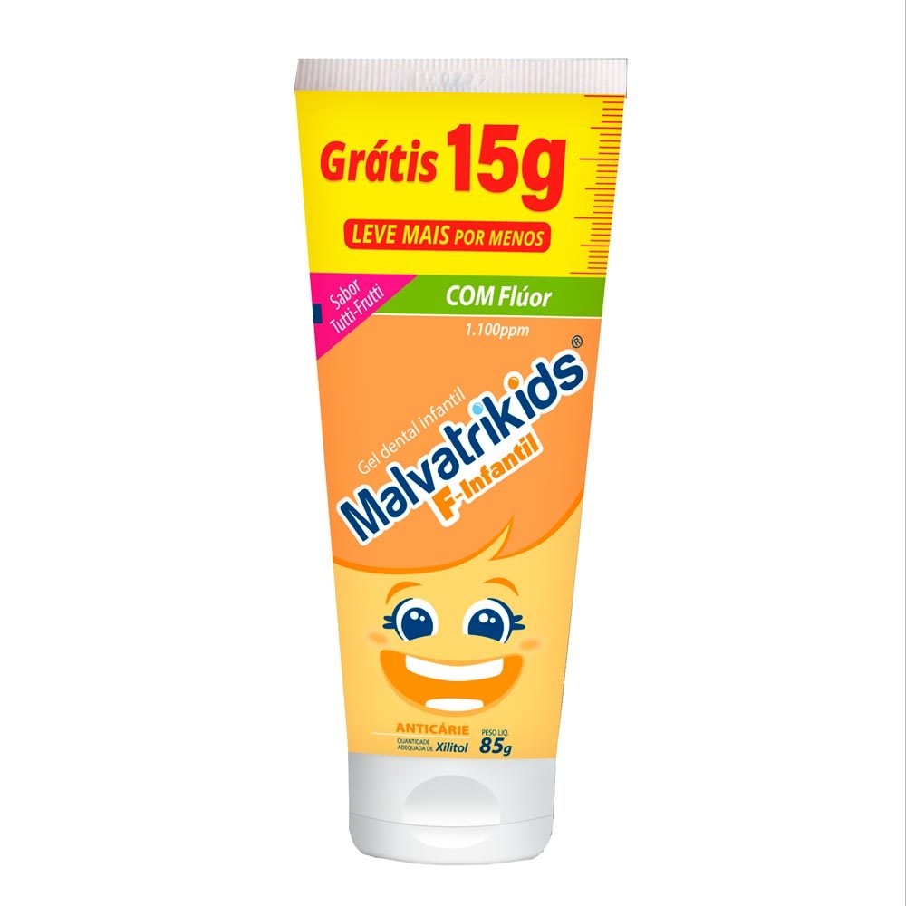 Gel Dental Infantil Malvatrikids com Flúor Tutti Frutti 85g em Oferta na Shopee