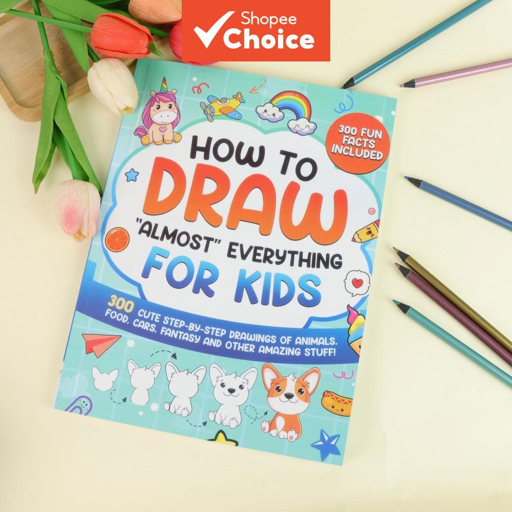 Livro Divertido De Doodle Infantil 300 Desenhos Passo A Comida De Animais Fácil De Aprender