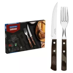Faqueiro Tramontina Churrasco 12 Peças, em Aço Inox com Cabo Polywood Castanho - 21199/903