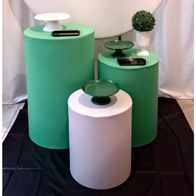 trio de capas mesas cilindros veste facil com elastico VERDE E BRANCO