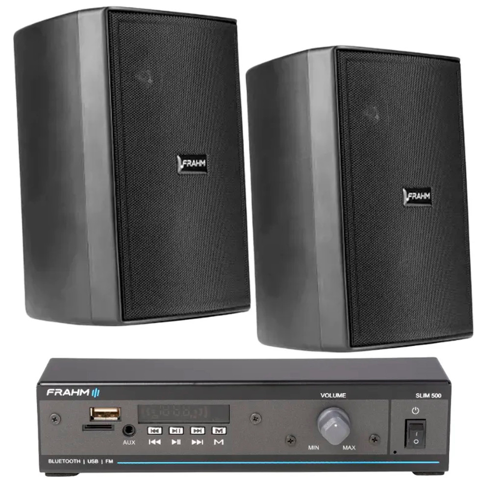 Kit Som Ambiente Frahm Slim 500 + 2 Caixas Ps200 60wrms Preta