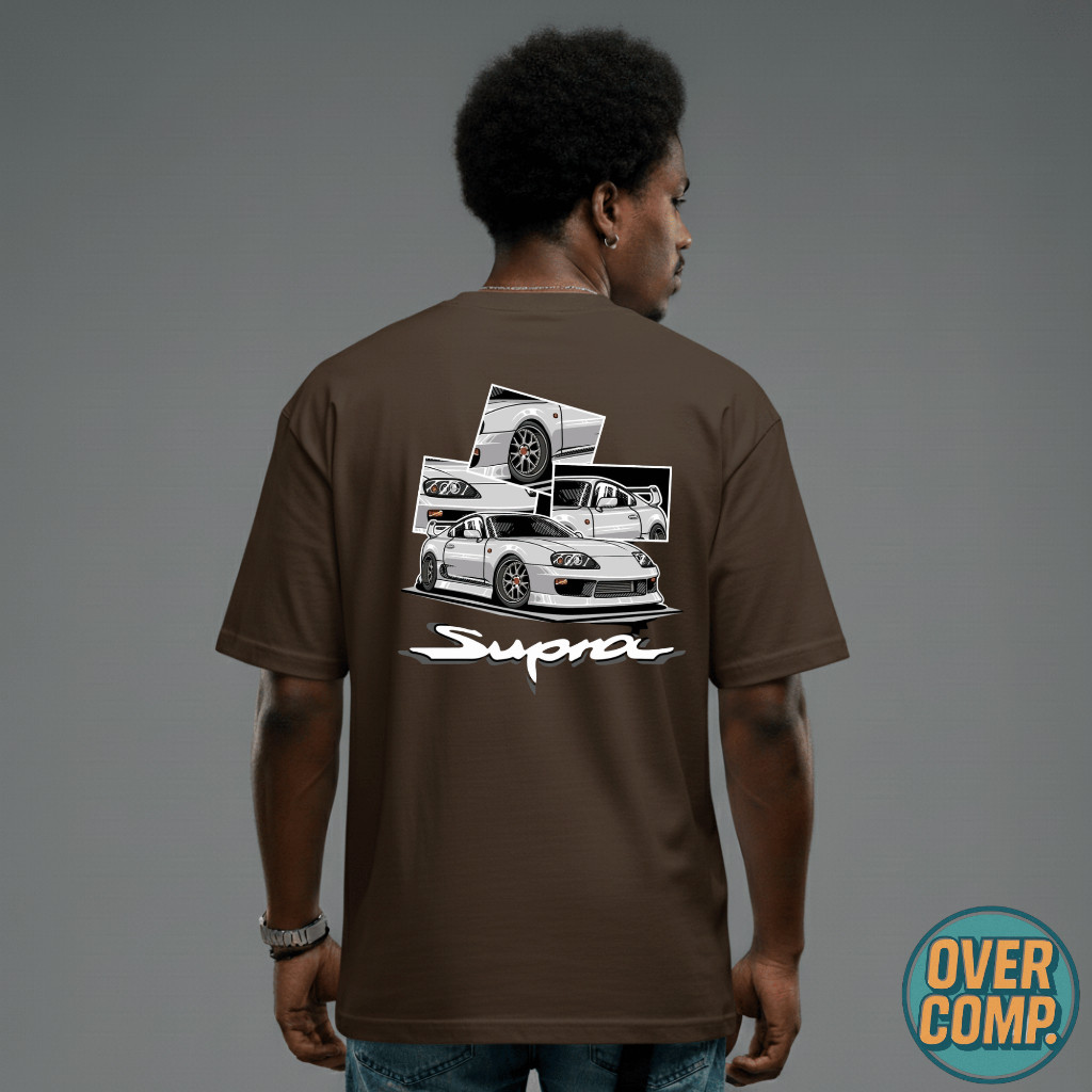 Camiseta Oversized Toyota Supra A80 Costas JDM Carro Esportivo Estampa Exclusiva Drift Streetwear