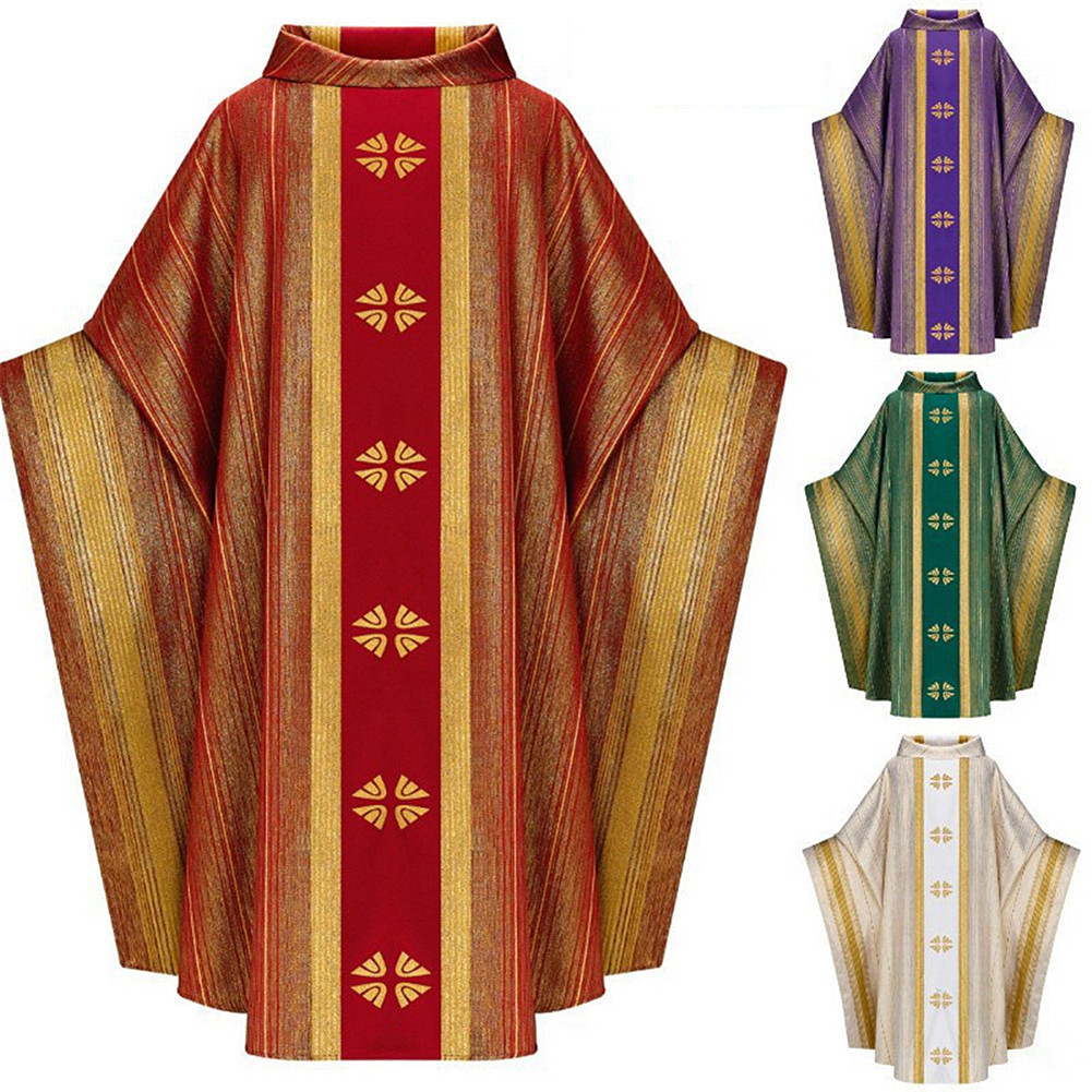 Igreja Pastor Celebrante Chasuble Sacerdote Vintage Robe Vestido Capa Cassock Coletement