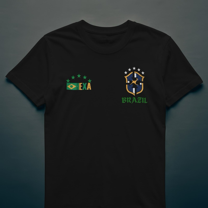 Camiseta Brasil Copa do Mundo Hexa Algodão Estampada Futebol Masculina Feminina