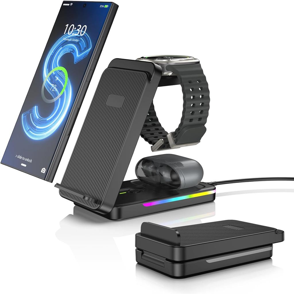Carregador Sem Fio para Samsung, Estação de Carregamento para Samsung Galaxy S25