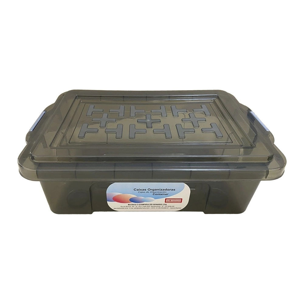 Caixa Organizadora São Bernardo Container em Plástico Fumê 8,4L em Oferta na Shopee