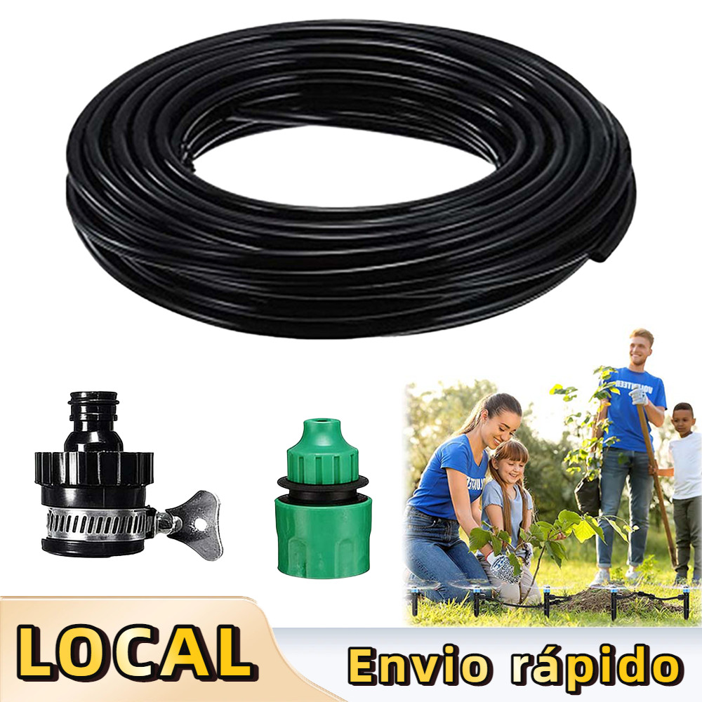 Mangueira Microtubo Irrigação 20m 4/7mm com Acessórios: Adaptador Universal e Conector para Mangueira