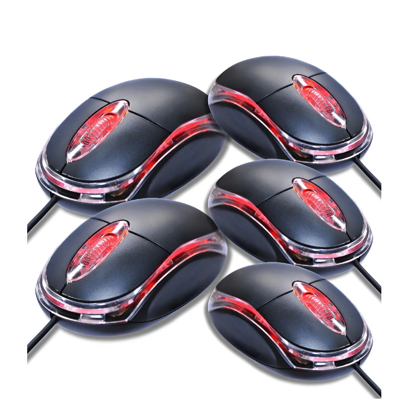 Kit 5 a 10 Mini Mouse Com Fio USB Plug And Play 1000 DPI Óptico Com Scroll Para Notebook PC