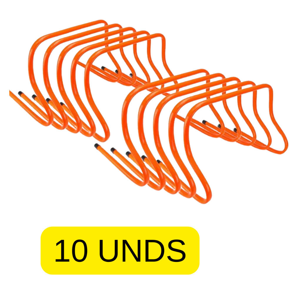 Kit 10 Unds Obstáculos Barreira de Treinamento 15cm Equipamento Agilidade Funcional Esporte Laranja